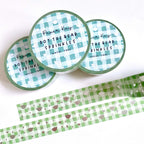 Green Gingham Dot the Bear Sprinkles Washi Tape | Silver Foiled | Happy Holidays Collection