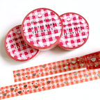 Red Gingham Dot the Bear Sprinkles Washi Tape | Silver Foiled | Happy Holidays Collection
