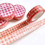 Red Gingham Dot the Bear Sprinkles Washi Tape | Silver Foiled | Happy Holidays Collection