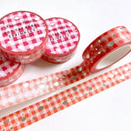 Red Gingham Dot the Bear Sprinkles Washi Tape | Silver Foiled | Happy Holidays Collection