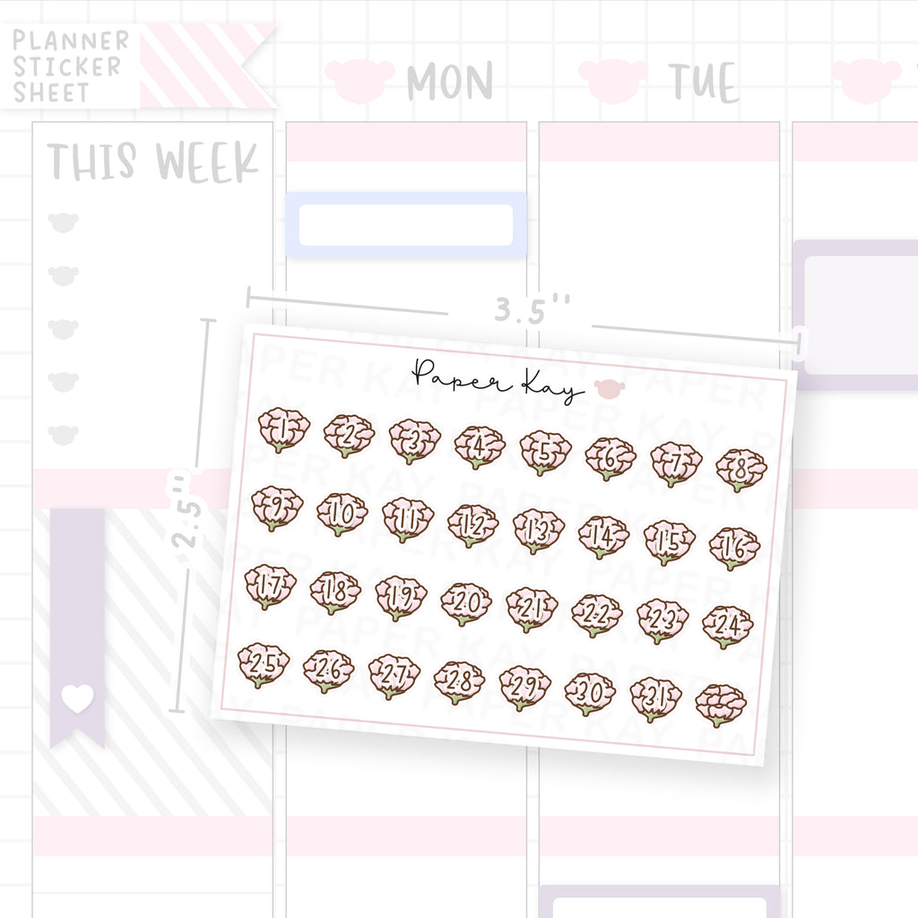 Petals Flower Date Dot Stickers