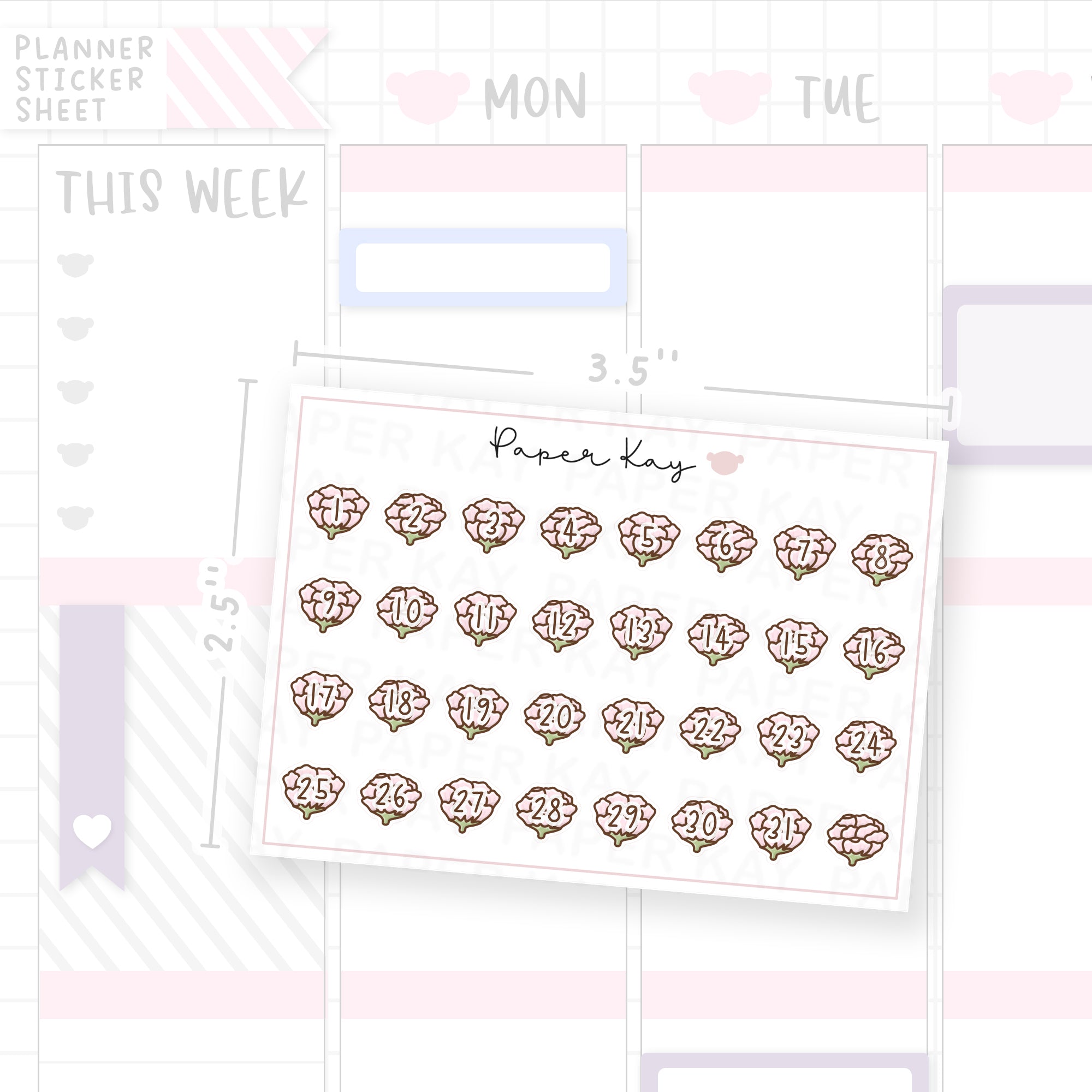 Petals Flower Date Dot Stickers