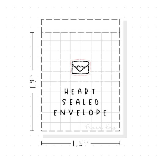 (PM168) Heart Sealed Envelope - Tiny Minimal Icon Stickers