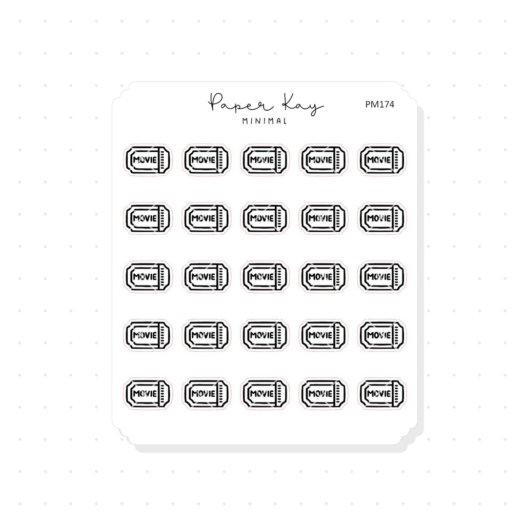 (PM174) Movie Ticket - Tiny Minimal Icon Stickers