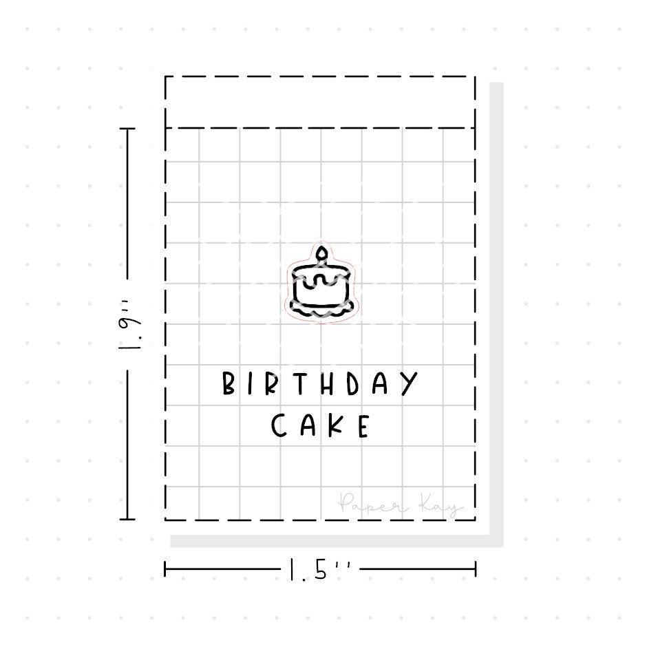 (PM185) Birthday Cake - Tiny Minimal Icon Stickers
