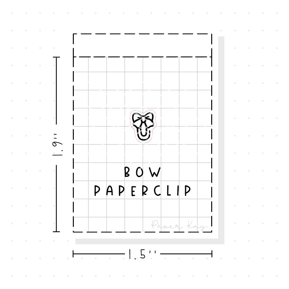 (PM199) Bow Paperclip - Tiny Minimal Icon Stickers