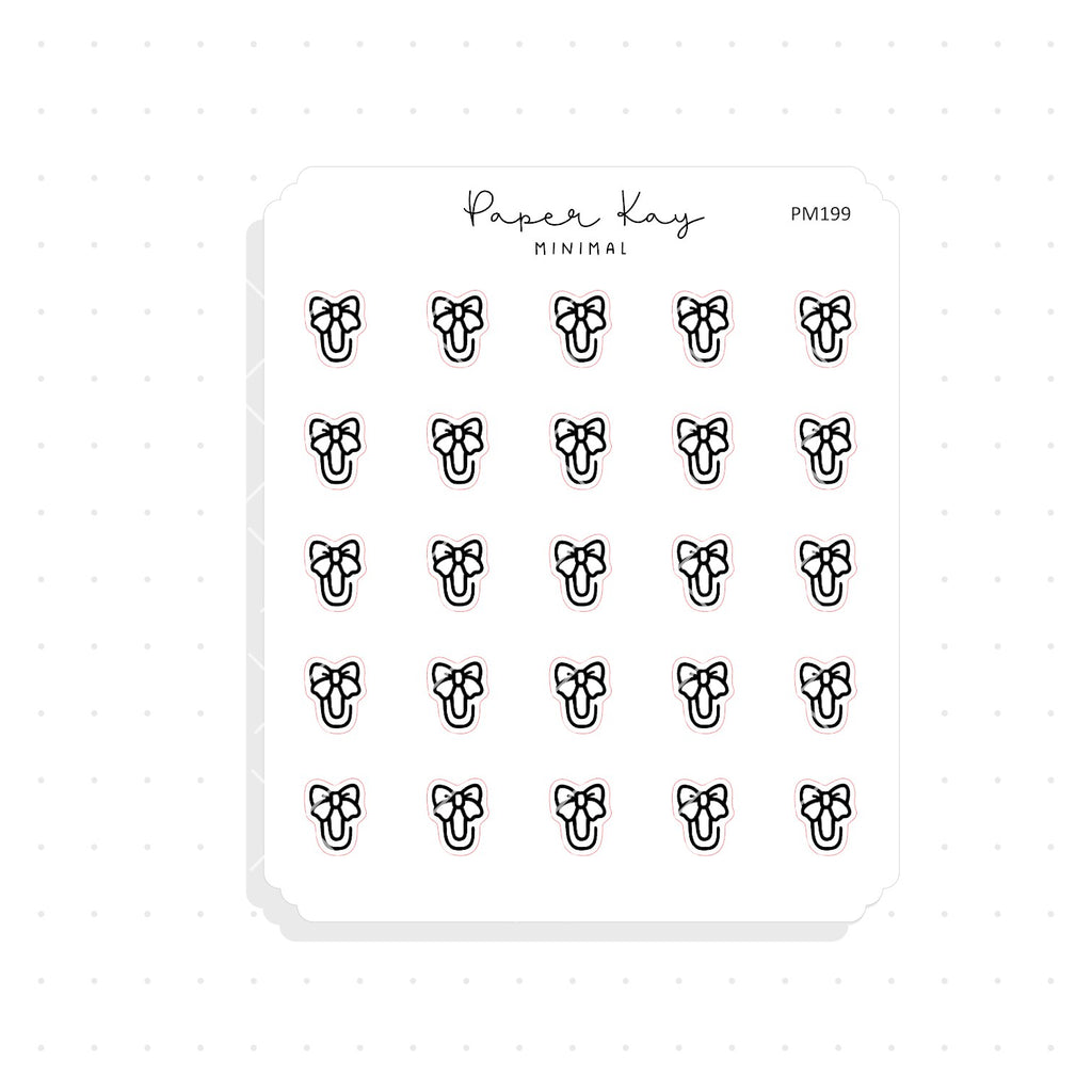 (PM199) Bow Paperclip - Tiny Minimal Icon Stickers