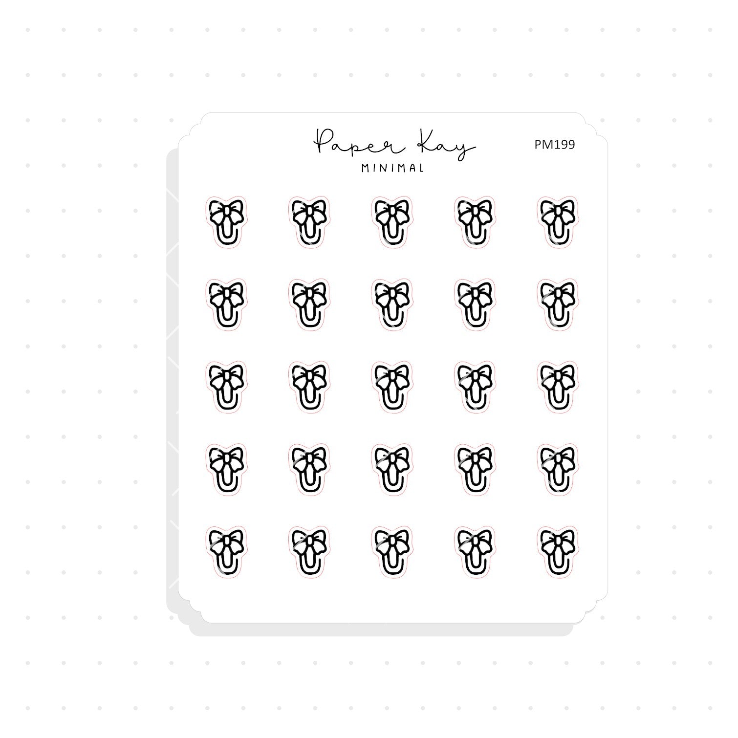 (PM199) Bow Paperclip - Tiny Minimal Icon Stickers