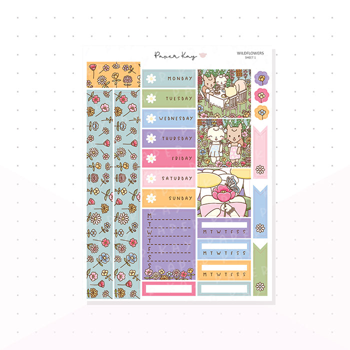 Wildflowers Hobonichi Cousin Kit - Planner Stickers