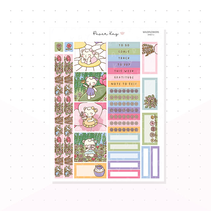 Wildflowers Hobonichi Cousin Kit - Planner Stickers