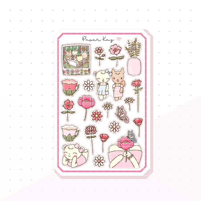 Pink Wildflowers Bujo Deco Planner Stickers