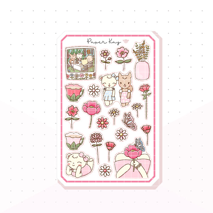 Pink Wildflowers Bujo Deco Planner Stickers