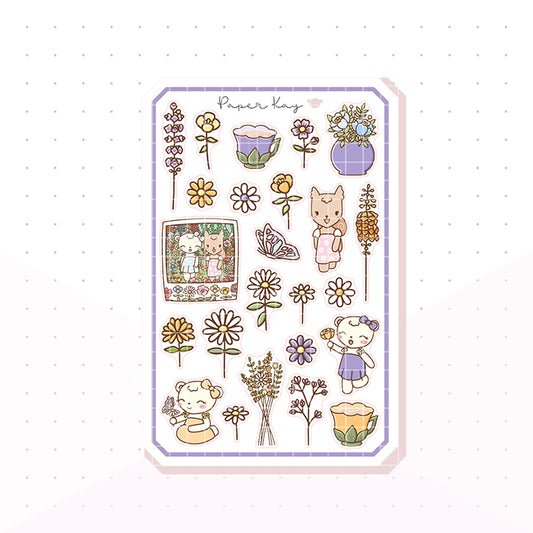 Purple Wildflowers Bujo Deco Planner Stickers