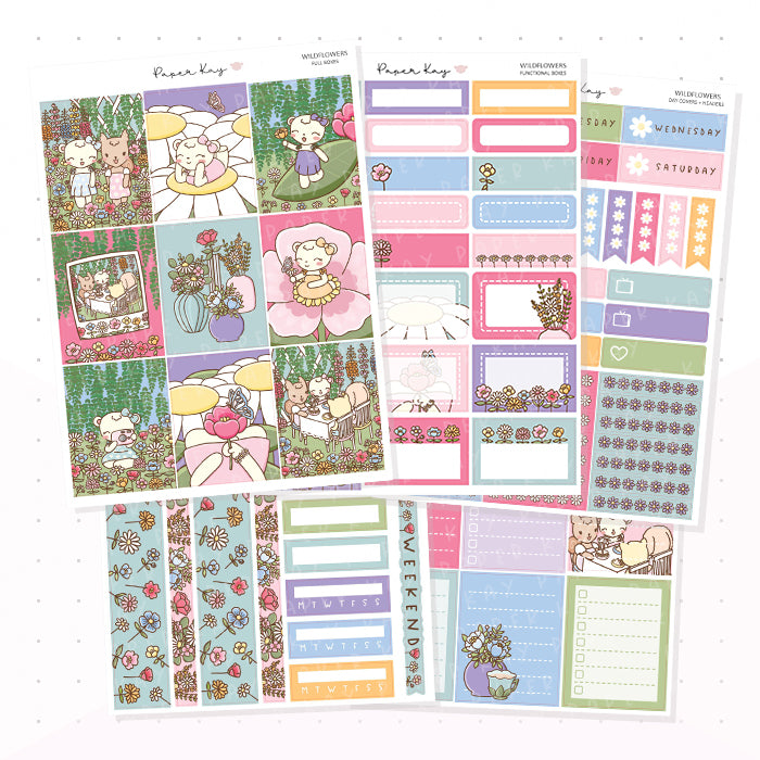 Wildflowers Vertical Kit - Planner Stickers