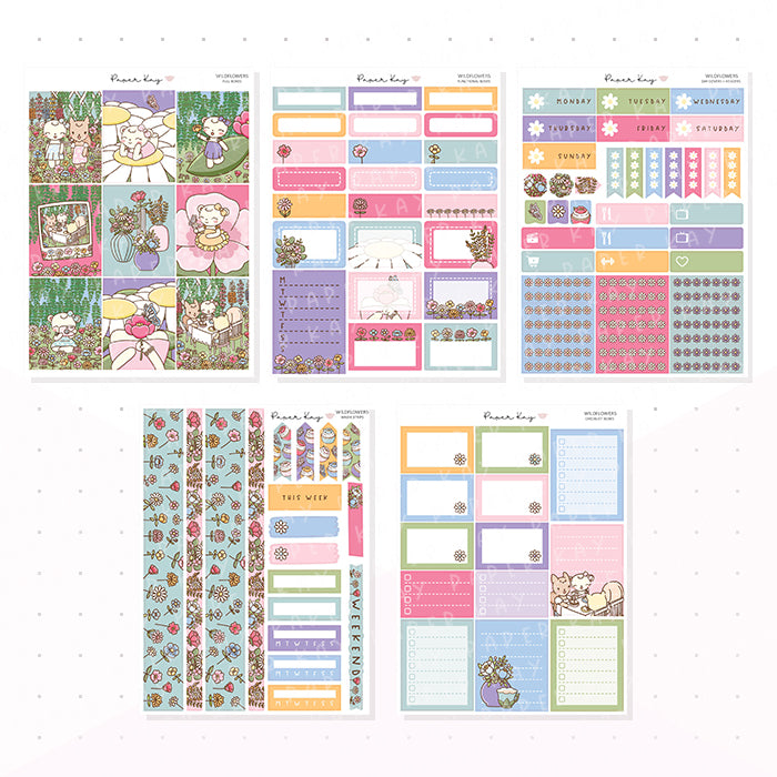 Wildflowers Vertical Kit - Planner Stickers