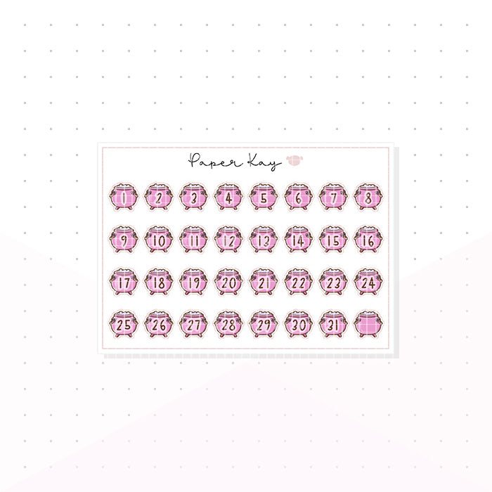 Witchy Cauldron Date Dots - Planner Stickers